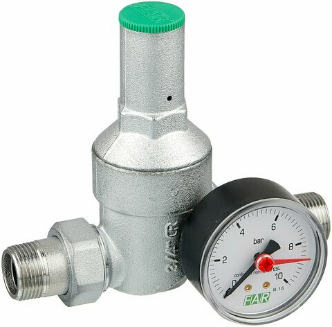 FAR Редуктор давления 1/2" (НР-НР) с манометром