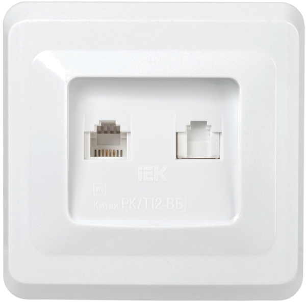 РК/Т12-ВБ Роз. 2-ая комп. и телеф. RJ11/RJ45 ВЕГА белый IEK