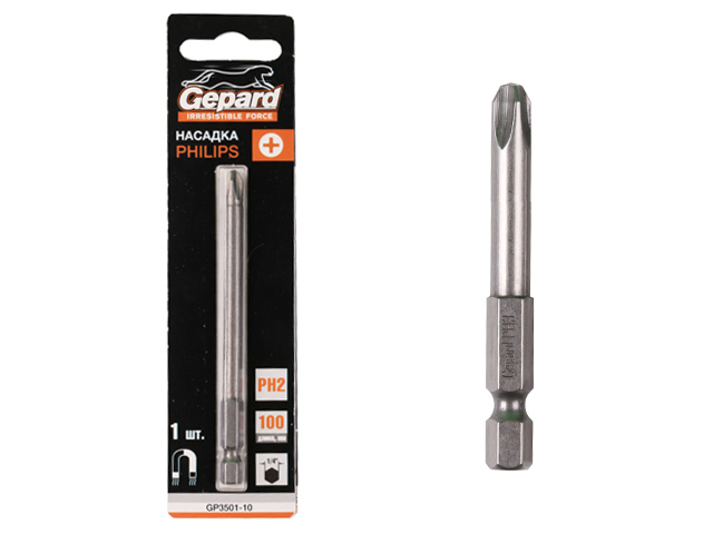Бита Ph 2*100 мм GEPARD GP3501-10 Бита Ph 2*100 мм GEPARD GP3501-10