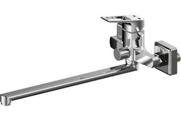 Смеситель для ванны однорычажный с длинным изливом (L), керамический дивертор, Atlantic, Milardo, ATLSBLCM10