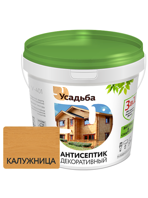 Антисептик декоративный на водной основе Усадьба-401 калужница 1 кг