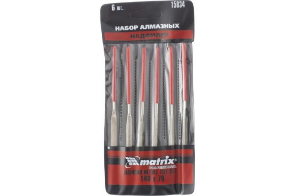 Набор надфилей алмазных 140*70*3 мм 6 штук Matrix
