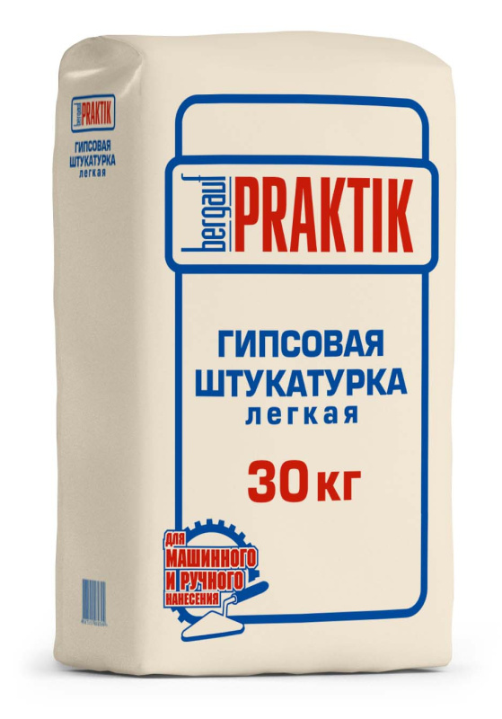 Штукатурка гипсовая легкая белая Bergauf Practik