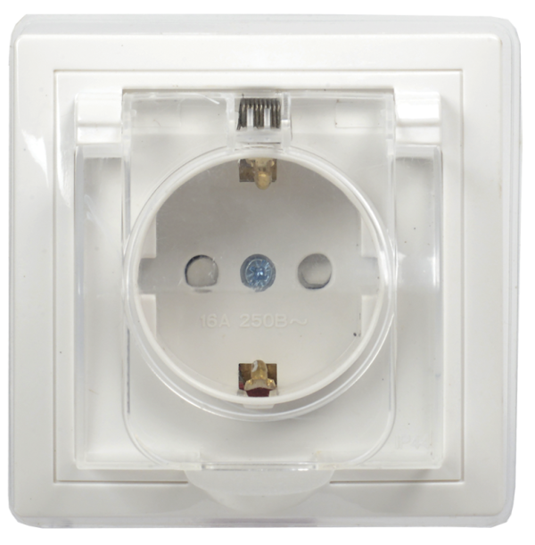 РСбш10-3-ККБ-44 Розетка 1местн. с з/к с защ. штор. с кр. керамика IP44 16А КВАРТА (белый) IEK