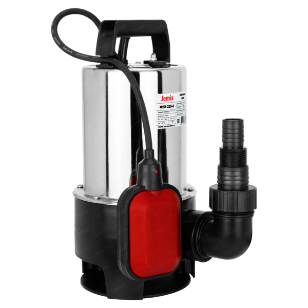 Насос фекальный JEMIX ( нерж, 400Вт. напор 5м, max 125 л/мин) Диаметр всасываемых частиц 35мм