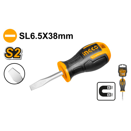 Отвертка плоская SL6.5*38 мм INGCO HS686038 INDUSTRIAL