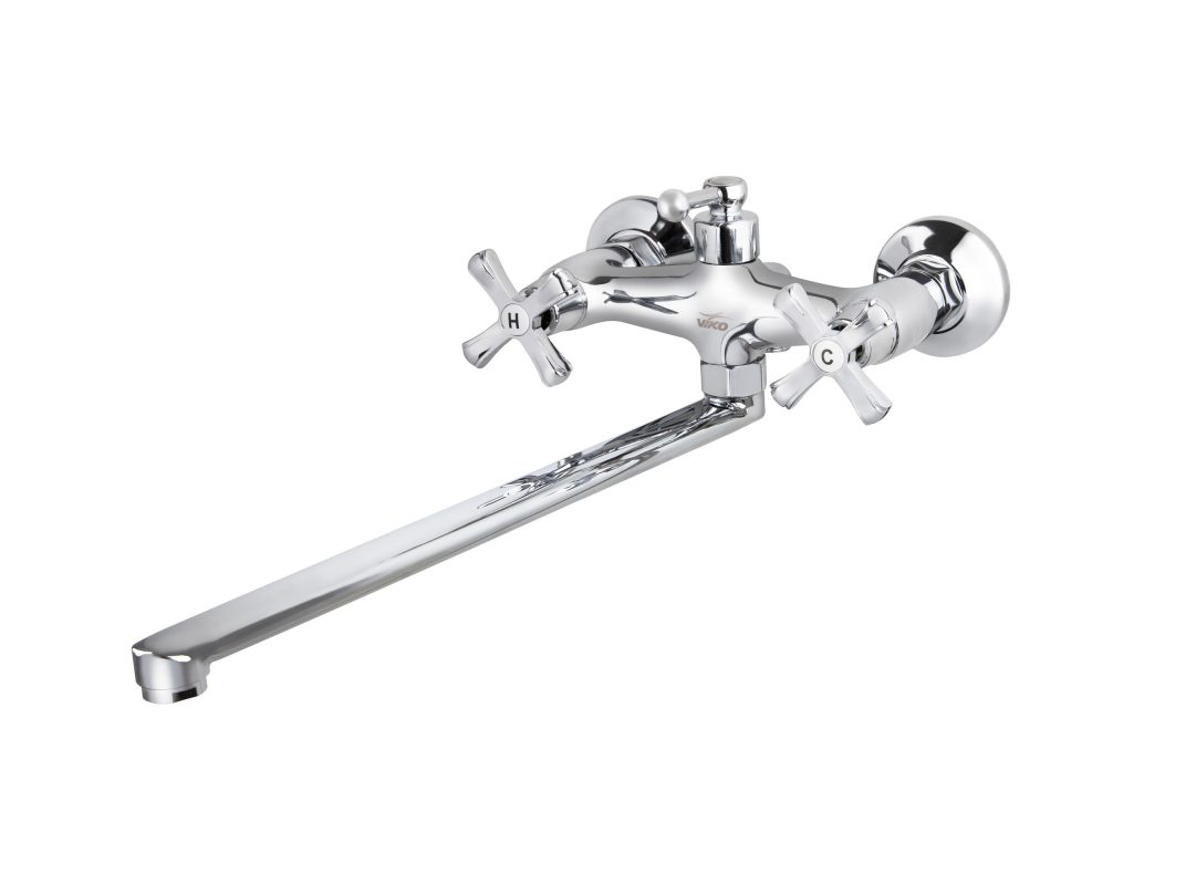 Смеситель VIKO ванна крест керамика (переключатель сверху) плоский излив L-33см