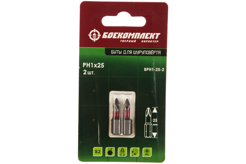 Бита сталь S2 БОЕКОМПЛЕКТ BPH1-25-2 PH 1*25 мм 2 шт Бита сталь S2 БОЕКОМПЛЕКТ BPH1-25-2 PH 1*25 мм 2 шт