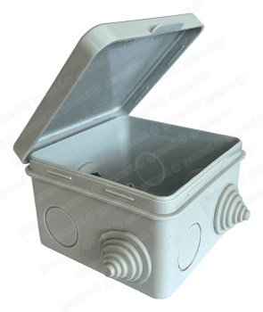 Коробка распредел. нар.монт. 80х80х50 IP54 серая с откид.крышк, 7 гермовводов (упак.45) GE41238