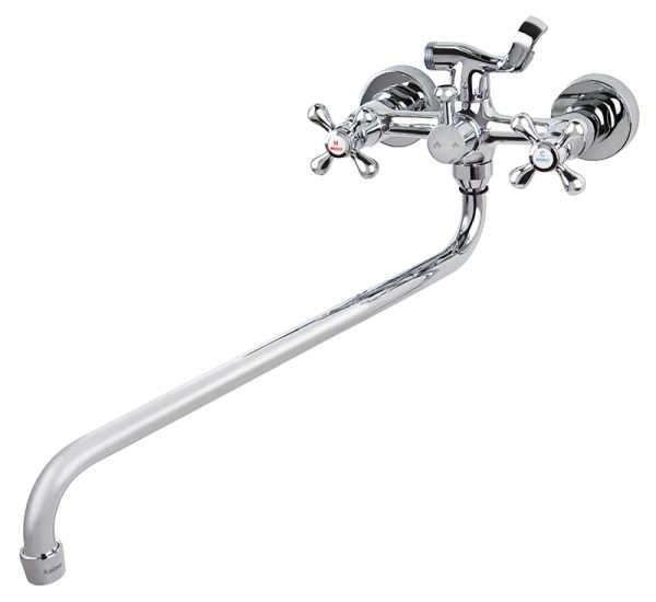 Смеситель KAISER Carlson Style ванна крест керамика 40см (кер/переключатель)