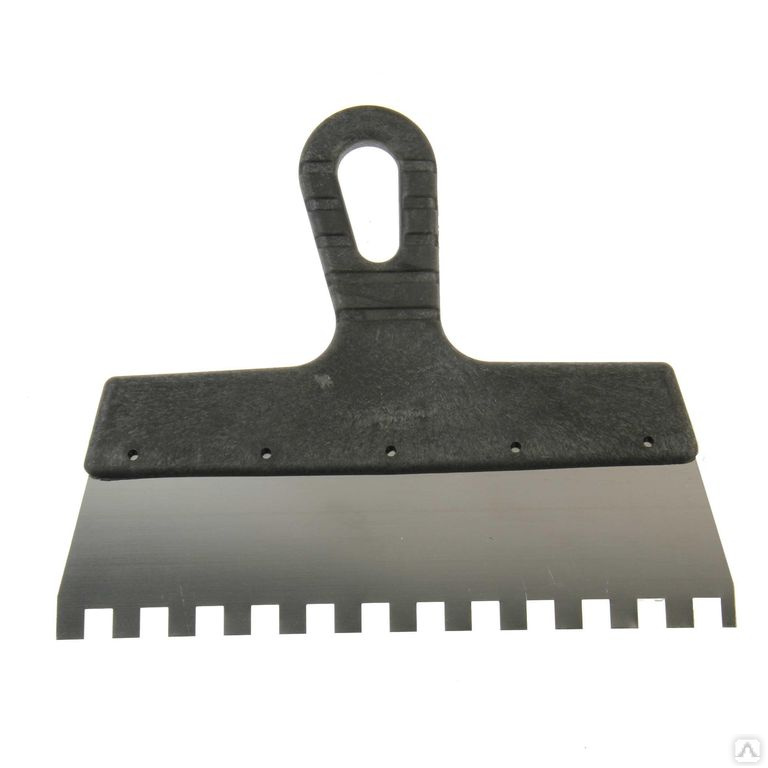 Шпатель зубчатый 250мм с черной ручкой зуб 10*10 мм 311-4250