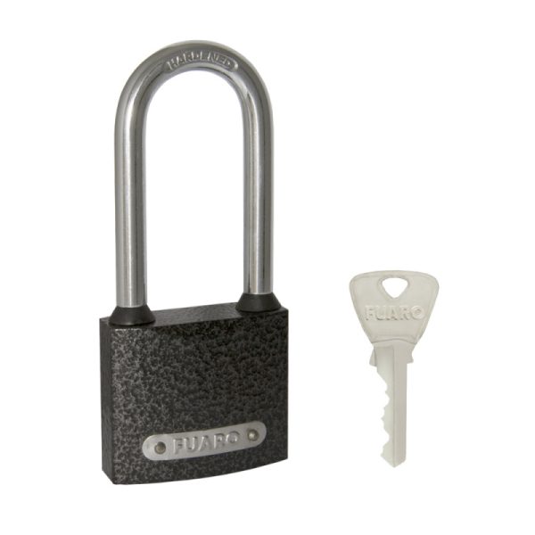 Замок навесной PL-01-38-L англ. 3 кл. (длин. дужка) коробка//FUARO