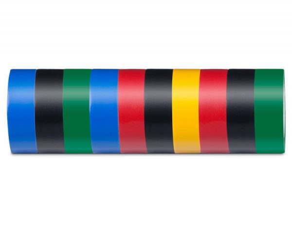 Изоляционная лента 0,13*15мм, 100 м., комплект 10 штук, мультиколор, INTP01315-100