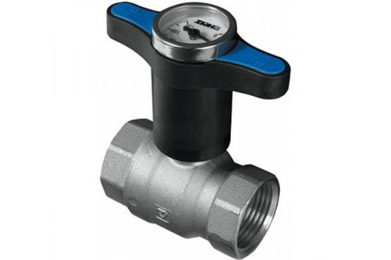 Кран шаровой MODUL ВР-ВР 3/4, рукоятка пласт. с терм. синяя, PN 25, ник