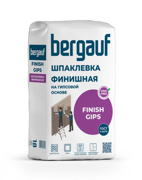Шпаклевка финишная на гипсовой основе Bergauf Finish Gips