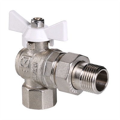 228 Кран шаровый (Американка) угловой VALTEC BASЕ 3/4 ( белая рук.)