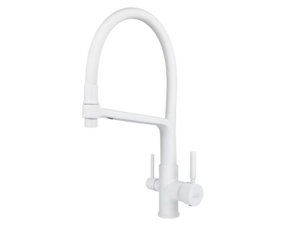 Смеситель VIKO кухня боковой под фильтр Ø35 с белым гибким изливом, корпус: белый (латунь)