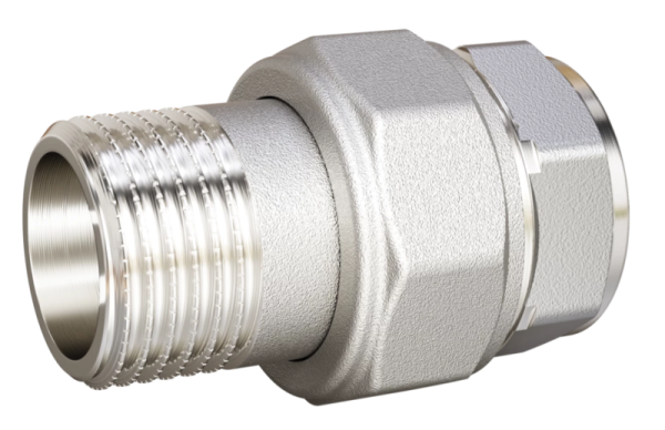 Сгон прямой с накидной гайкой 1 1/2" ВР/НР никель LD Pride (6)