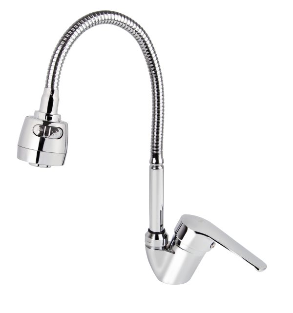 Смеситель VIKO кухня боковой МОНО(на одну воду) Ø40 с гибким изливом и гайкой, хром