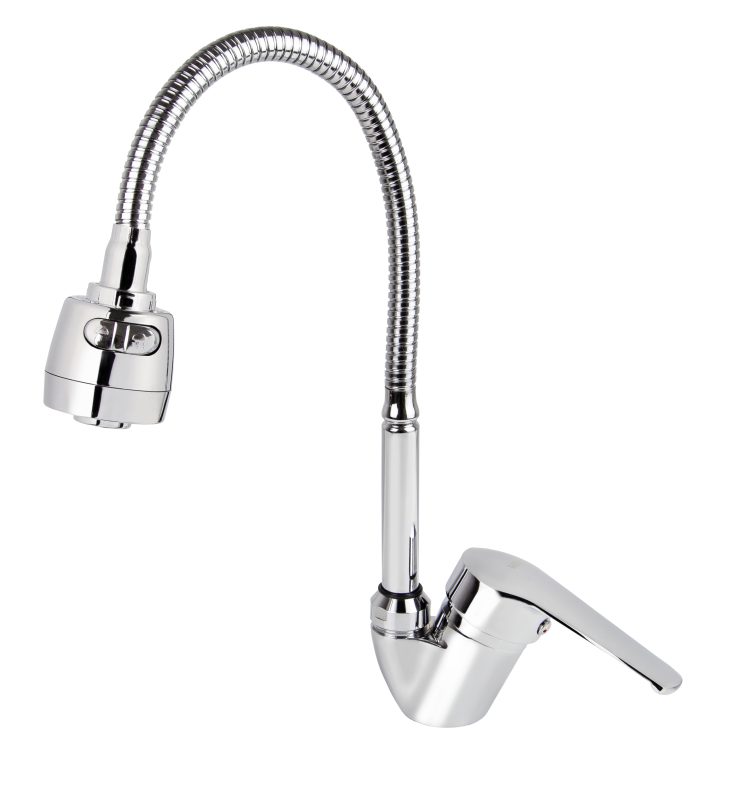 Смеситель VIKO кухня боковой МОНО(на одну воду) Ø40 с гибким изливом и гайкой, хром