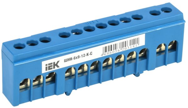 Шина N "ноль" в корп изол на DIN-рейку ШНИ-6х9-12-К-С ИЭК (упак.400/10)