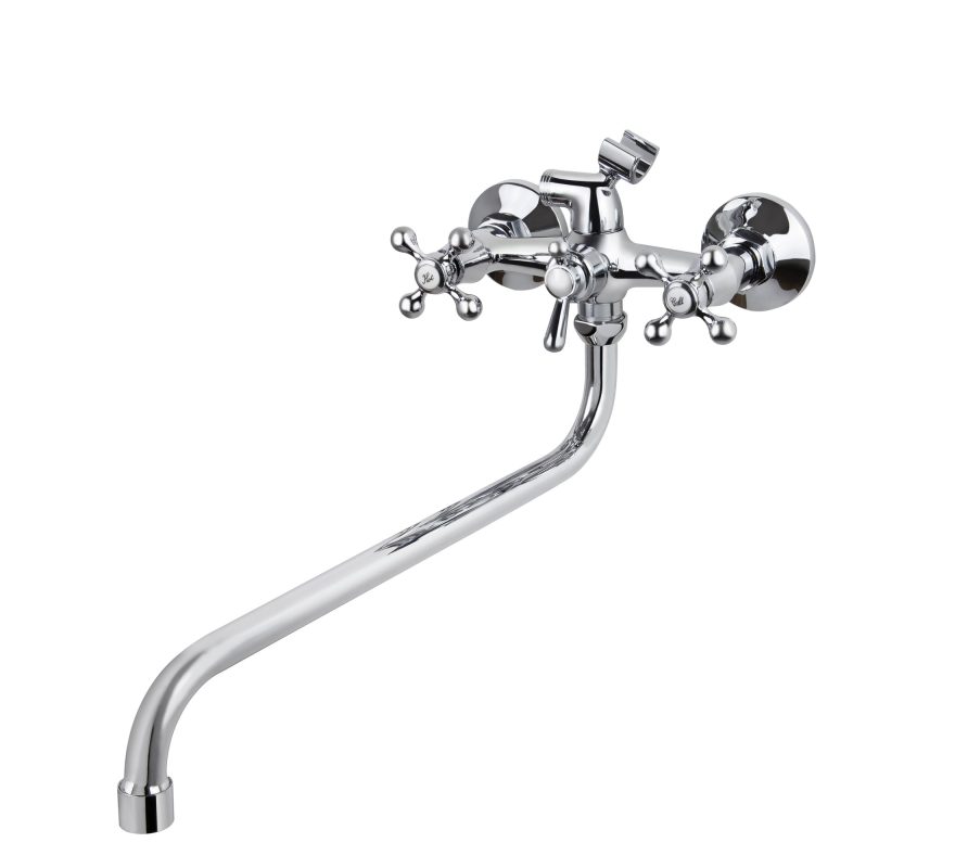 Смеситель VIKO ванна крест керамика (шар/переключатель) круглый излив 35см