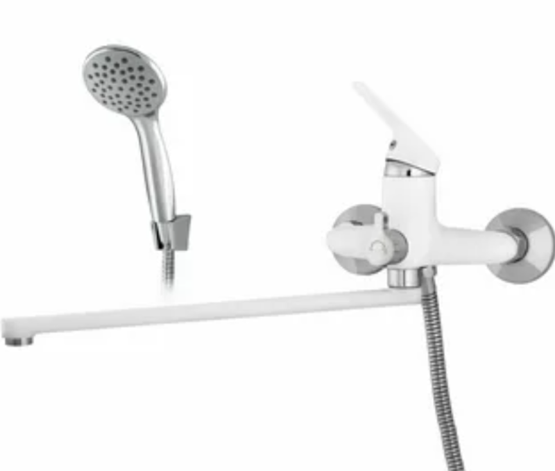 Смеситель для ванны Однорыч. излив 35см (L) карт.35 белый (латунь) RUSANT PC-B 405-06