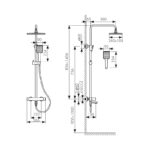Душевая система KAISER Cube Ø25 (1-jet/стац. лейка: 260х188 ) /Латунь /Воронёная сталь
