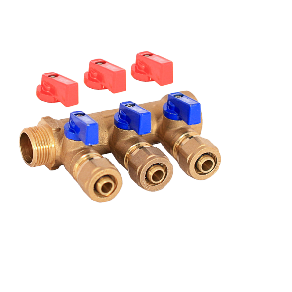 Коллектор TIM м/п 3/4" х 16 х 3 вых.универсальный (кр+син)