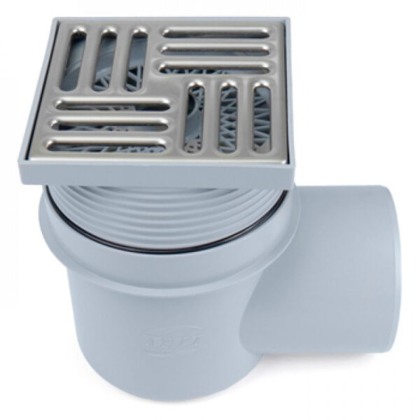 Трап горизонтальный выпуск 110мм 150*150мм решетка нерж. сталь сухой затвор