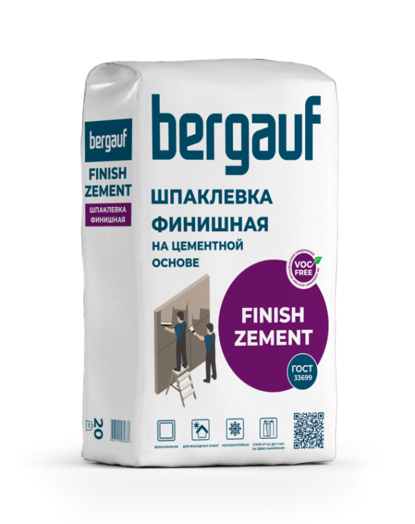 Шпаклевка белая цементная Bergauf Finish Zement