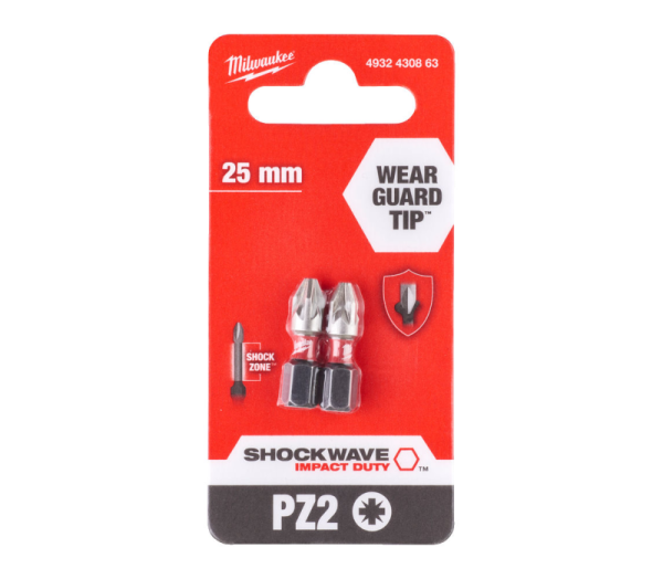 Бита PZ 2*25 мм ударная Milwaukee SHOCKWAVE 2 шт