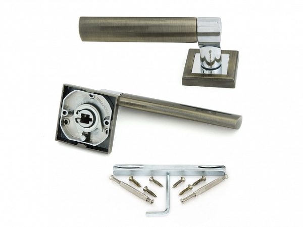 Ручка дверная Oscar AB/CP (антич.бронза/хром) "PALLADIUM"