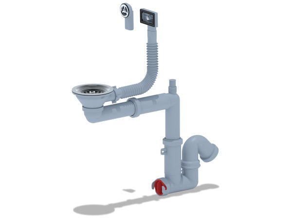 Сифон Ани 3 1/2"*40 смещ. с отводом гибким и прямоуг. переливом