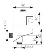 Настенное подключение шланга с поворотным держателем KAISER 80х80х62мм /Пластик/Хром Настенное подключение шланга с поворотным держателем KAISER 80х80х62мм /Пластик/Хром