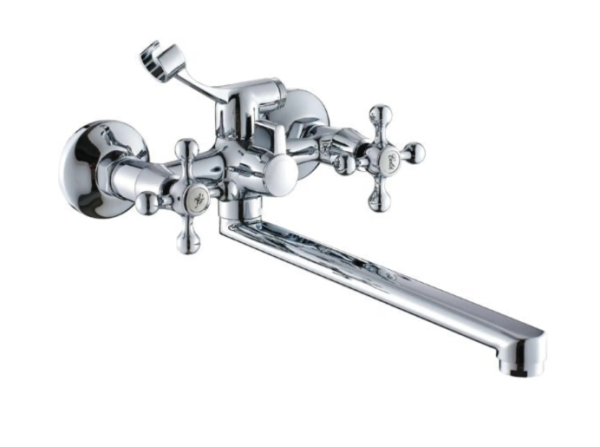 Смеситель для ванны 2-вентильный, излив 30 см (L) (цинк) Leto