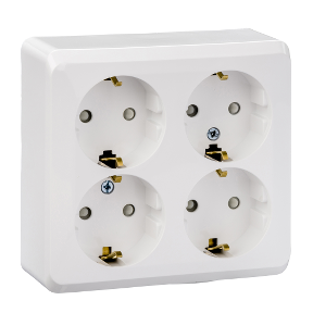 Розетка ОП 4-мест. з/к со шторками ЭТЮД PA16-208B (упак 5шт)