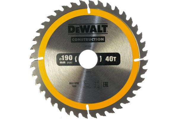 Диск пильный по дереву 190*30*40T DEWALT CONSTRUCT