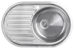 Мойка из нержавейки "KAISER" врезная 770x500*180*0.8mm хром овальная правая/сифон