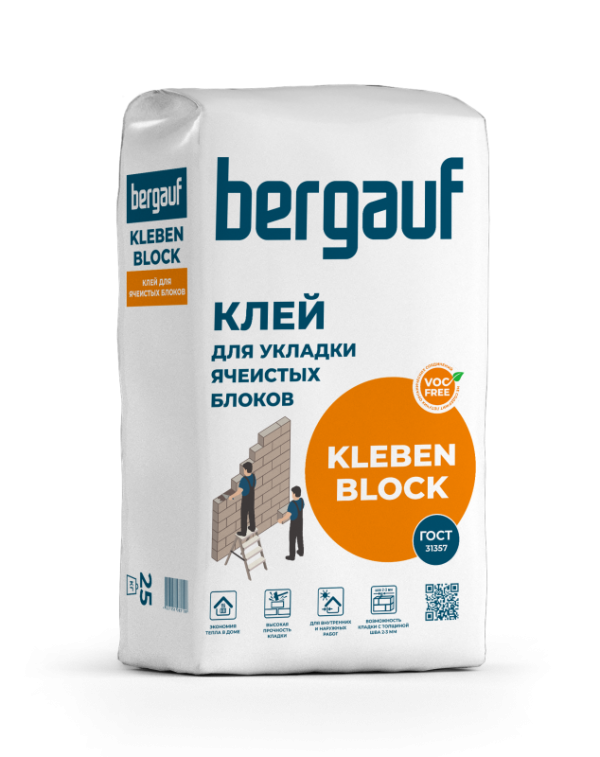 Клей для укладки ячеистых блоков Bergauf Kleben Block