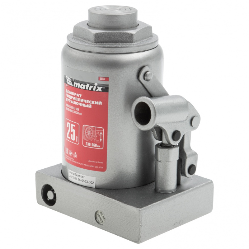 Домкрат бутылочный 25т h подъема 230-360 мм Matrix Домкрат бутылочный 25т h подъема 230-360 мм Matrix
