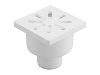 Трап вертикальный выпуск 50мм 100*100мм нерегулируемый, решетка пластиковая, сухой затвор