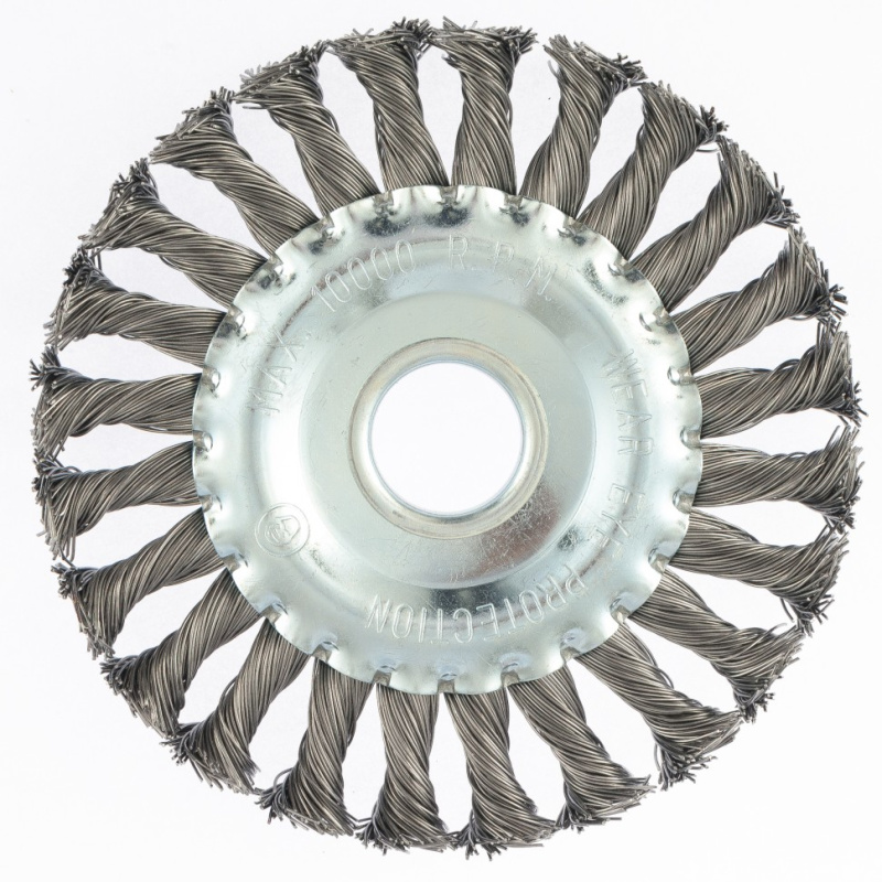 Щетка для УШМ 125 мм М14 плоская витая проволока посад 22 Щетка для УШМ 125 мм М14 плоская витая проволока посад 22