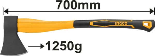 Топор 1250 гр с фиберглассовой ручкой INGCO HAX02012508