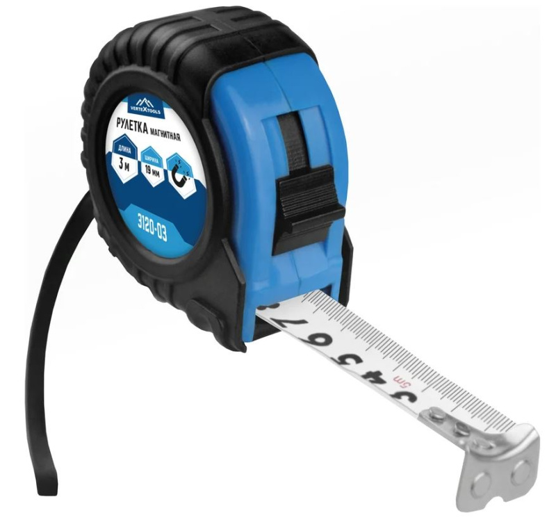 Рулетка 3 м*19 мм МАГНИТНАЯ VERTEXTOOLS Рулетка 3 м*19 мм МАГНИТНАЯ VERTEXTOOLS