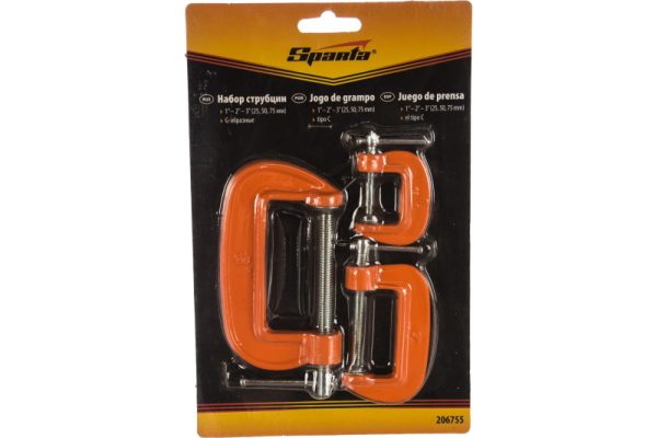 Набор струбцин G-образных 25-50-75 мм Sparta 206755