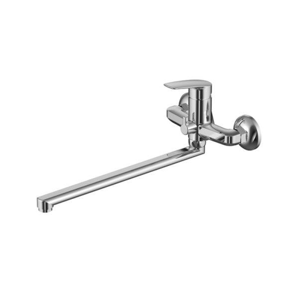 Смеситель для ванны однорычажный с длинным изливом (L), керамический дивертор Niagara, Milardo, NIASBLCM10