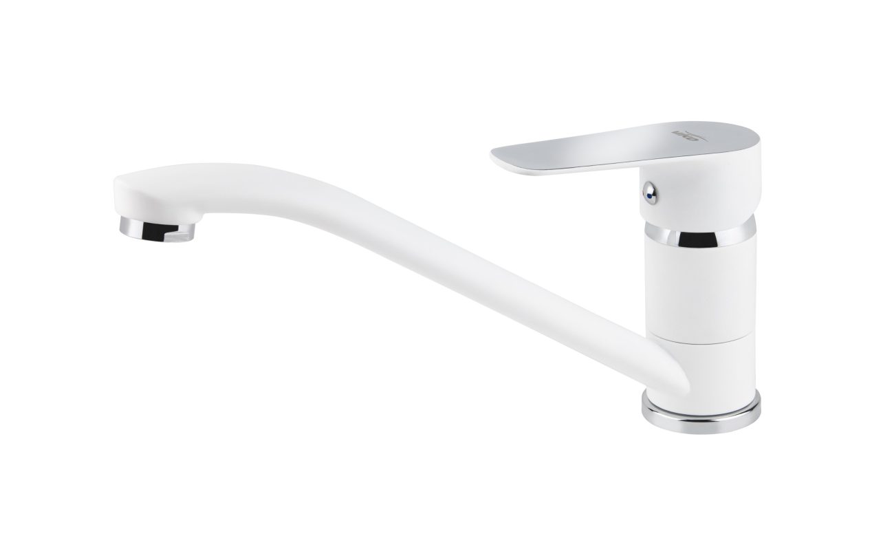 Смеситель VIKO кухня Ø35 с гайкой, хром-белый/глянец