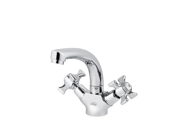 Смеситель VIKO для раковины крест кер. литой излив с гайкой