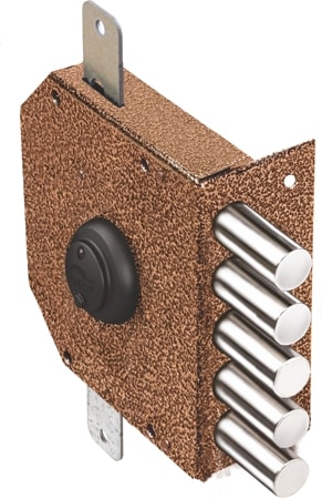 Замок накладной Гранит 1.06.52.КМА никель, сув. 5 риг. тяги зап. коробка, медный антик/20433//ЭЛЬБОР